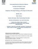 Número y título de la actividad: Actividad 1 Cuestionario sobre el tema la infancia y las primeras manifestaciones sociales