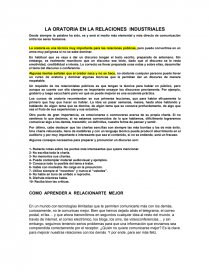 LA ORATORIA EN LA RELACIONES INDUSTRIALES. Página 1