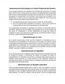 Importancia de la Sociologia en la formacion profesional del derecho