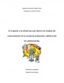 La influencia de los medios de comunicacion en las conductas antisociales y delictivas de los adolescentes.