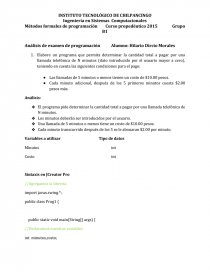 Análisis de examen de programación. Página 1