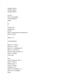 Calculadora sencilla en programación en C. Página 1