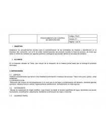 Establecer los procedimientos escritos para la estandarización de las actividades de limpieza y desinfección en la empresa San Jamoncito. Página 1