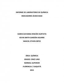 INFORME DE LABORATORIO DE QUÍMICA INDICADORES ÁCIDO-BASE. Página 1