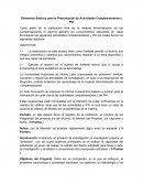 Elementos Básicos para la Presentación de Actividades Complementarias y PIA