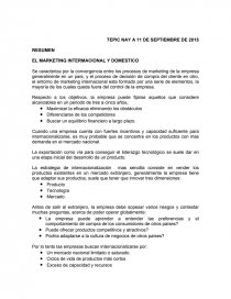 EL MARKETING INTERMACIONAL Y DOMESTICO. Página 1
