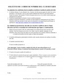 SOLICITUD DE CAMBIO DE NOMBRE DEL CLUB ROTARIO