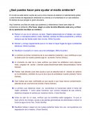 ¿Qué puedes hacer para ayudar al medio ambiente?