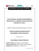 Plan de mantenimiento a grua viajera