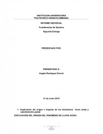 Explicación del origen e impacto de los fenómenos lluvia ácida y calentamiento global. Página 1