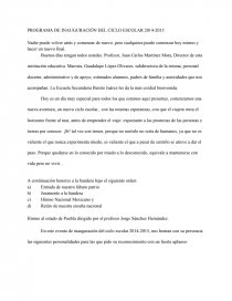 Programa de inicio de ciclo escolar. Página 1