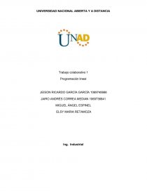 Trabajo colaborativo 1 Programación lineal. Página 1