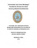 “FACTORES QUE ONDICIONAN ARTRITIS REUMATOIDE EN MUJERES DE 40 A 60 AÑOS EN EL HOSPITAL REGIONAL DE MOQUEGUA-2014”