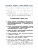 Cierre del proyecto actividad de cierre