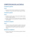 Competencias de la etapa 2 Competencia genérica