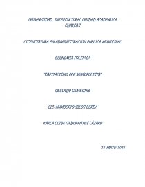 ECONOMIA POLITICA “CAPITALISMO PRE MONOPOLISTA”. Página 1