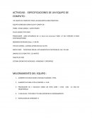 Actividad : Especificaciones de un equipo de computo