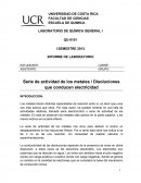 Reporte serie de actividad de los metales UCR