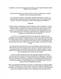 PALABRAS GRATITUD EGRESADOS. Página 1