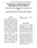 EXTRACCIÓN Y CROMATOGRAFÍA DE COMPONENTES DE UN FÁRMACO