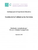 Antología para la Experiencia Educativa: Gestión de la Calidad en los Servicios