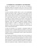 EL FENÓMENO DEL CONOCIMIENTO Y SUS PROBLEMAS