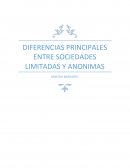 DIFERENCIAS PRINCIPALES ENTRE SOCIEDADES LIMITADAS Y ANONIMAS DERECHO MERCANTIL