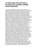 LA PROCLAMA: POR UN PAÍS AL ALCANCE DE LOS NIÑOS GABRIEL GARCÍA MÁRQUEZ