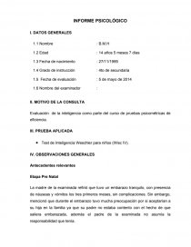 Informe WISC- IV. Página 1