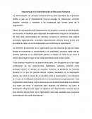 Importancia de la Administración de Recursos Humanos