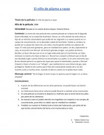 Reseña el niño del pijama de rayas - Resúmenes Taksha Santa