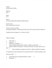 Identificación de hilos como: hilo de ejecución, hebra o subproceso.. Página 1
