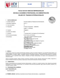 SÍLABO DE FINANZAS INTERNACIONALES. Página 1