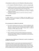 Presentación de un informe acerca de la Filosofía de la Educación que incluya