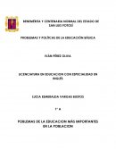 POBLEMAS DE LA EDUCACION MÁS IMPORTANTES EN LA POBLACION