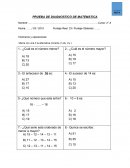 Prueba de Diagnostico de Matemática 2° Básico