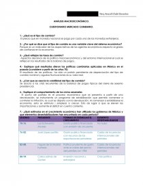 ANÁLISIS MACROECONÓMICO. CUESTIONARIO MERCADO CAMBIARIO. Página 1