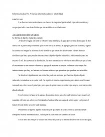 Informe practica No. 4 fuerzas intermoleculares y solubilidad. Página 1