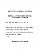 LABORATORIO DE FISICA CLASICA PRACTICA No. 5 FUERZAS EN EQUILIBRIO