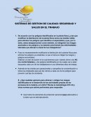 SISTEMAS DE GESTION DE CALIDAD: SEGURIDAD Y SALUD EN EL TRABAJO