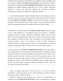 Contrato de Donacion con Reserva de Usufructo. Página 1