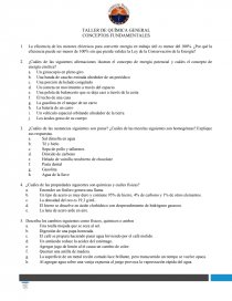 TALLER DE QUÍMICA GENERAL CONCEPTOS FUNDAMENTALES. Página 1