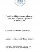 Análisis del fiador como solidario y mancomunado en un contrato de arrendamiento