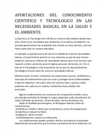 APORTACIONES DEL CONOCIMIENTO CIENTIFICO Y TECNOLOGICO EN LAS NECESIDADES BASICAS, EN LA SALUD Y EL AMBIENTE.. Página 1