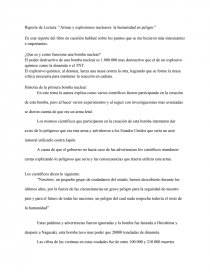 Reporte de Lectura: Armas y explosiones nucleares: la humanidad en peligro. Página 1