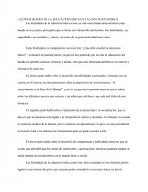 LAS FINALIDADES DE LA EDUCACION FISICA EN LA EDUCACION BASICA. Página 1