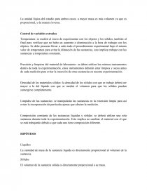 Informe de Laboratorio. Determinar experimentalmente la relación cuantitativa entre la masa de una sustancia y su volumen. Página 2