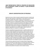 Ensayo importancia de la seleccion de personal en una empresa