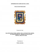 RELACIÓN ENTRE STRESS LABORAL CON LA SATISFACCION LABORAL EN TRABAJADORES DEL PERSONAL DE SALUD DE UN HOSPITAL PÚBLICO DE LIMA.