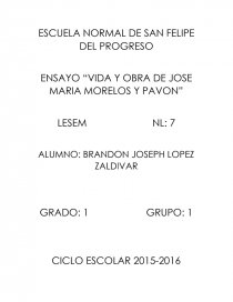 VIDA Y OBRA DE JOSE MARIA MORELOS Y PAVON. Página 1